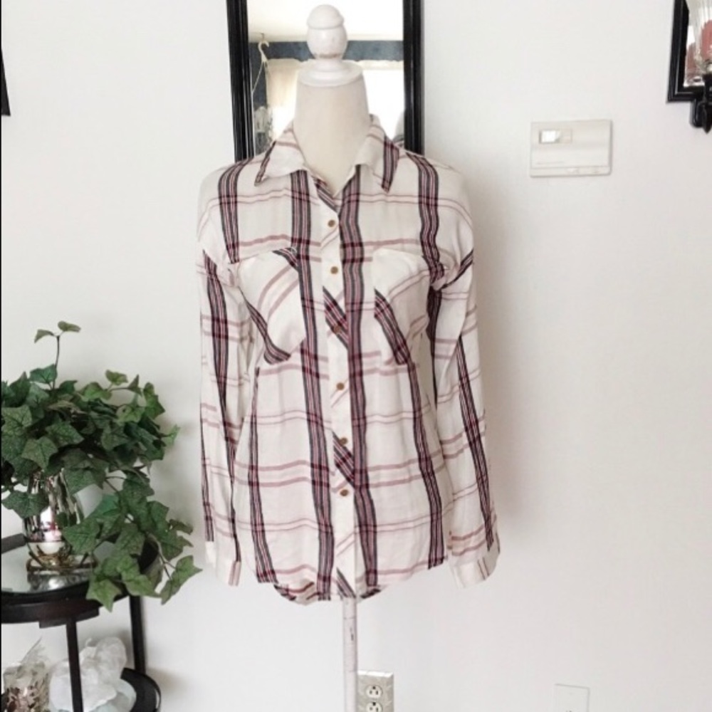 Design Lab Long Sleeve Button Down Shirt Size Large